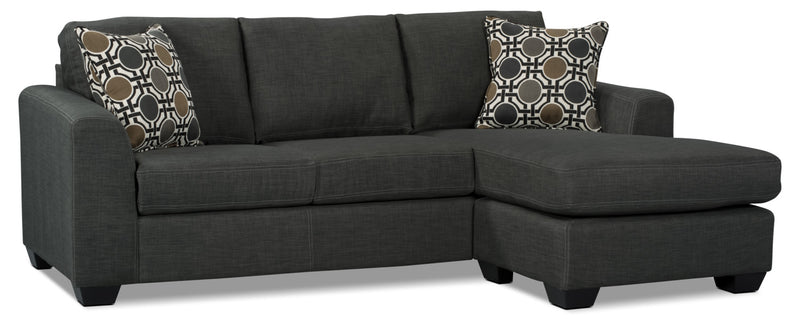 Nina 2-Piece Linen-Look Fabric Sectional – Grey - Contemporary style Sectional in Grey
