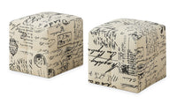  Ensemble 2 poufs Monarch pour enfants avec conception d'écritures rétro - taupe