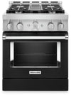 Cuisinière intelligente à gaz KitchenAid de 4,1 pi³ avec autonettoyage - noir impérial - KFGC500JBK