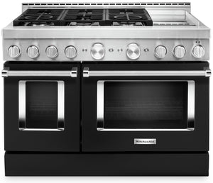 KitchenAid 48" Smart Commercial-Style Gas Range with Griddle - KFGC558JBK|Cuisinière à gaz intelligente KitchenAid 48 po de style commercial, plaque chauffante - KFGC558JBK|KFGC558K