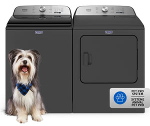 Laveuse Pet Pro à chargement par le haut 5,4 pi³ et sécheuse électrique 7 pi³ de Maytag – noir volcan