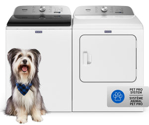 Laveuse Pet Pro à chargement par le haut de 5,4 pi3 et sécheuse à gaz de 7 pi3 de Maytag – blanches