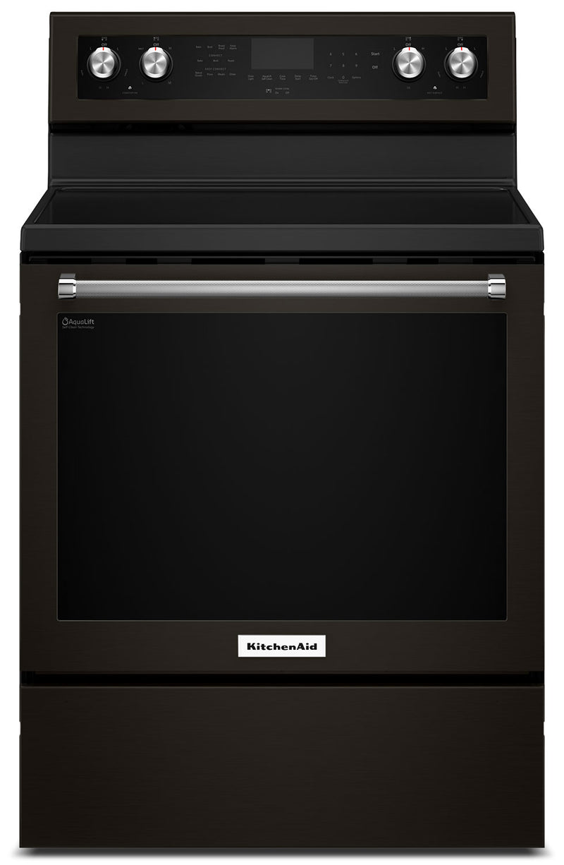 KitchenAid 6.4 Cu Ft. Five-Element Electric Convection Range - YKFEG500EBS - Electric Range in Black Stainless Steel