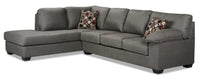  Sofa-lit sectionnel de gauche Morty 2 pièces en tissu d'apparence cuir - gris 