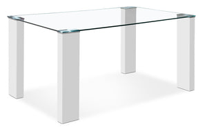 Table de salle à manger Milton de 59,5 po (L) avec dessus en verre - blanche
