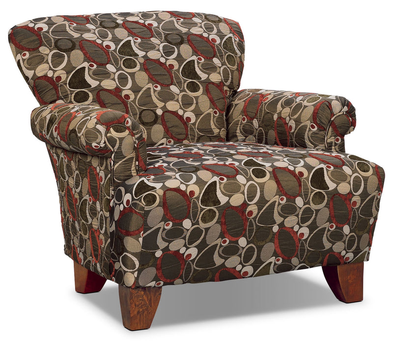 Reese Accent Chair - Contemporary style Accent Chair in Brown/Red