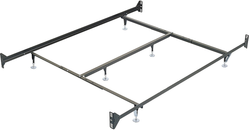 Queen Metal Glide Bedframe w/ Headboard/Footboard Attachment - Black Bed Frame