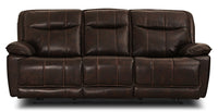 Sofa inclinable Matt en tissu apparence cuir - noyer