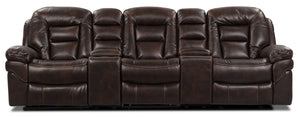 Sofa sectionnel à inclinaison Leo 5 pièces en tissu Leath-Aire pour cinéma maison - noyer