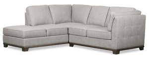 Sofa sectionnel de gauche Oakdale 2 pièces en tissu d'apparence lin - gris pâle