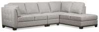  Sofa sectionnel de droit Oakdale 3 pièces en tissu d'apparence lin - gris pâle 