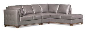 Sofa sectionnel de droite Oakdale 3 pièces en tissu d'apparence cuir - gris