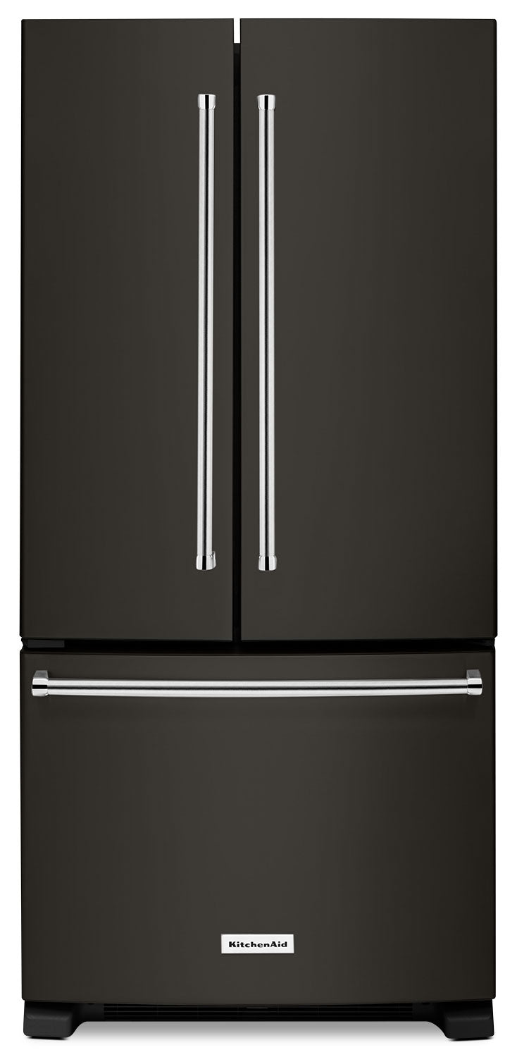 KitchenAid 22.1 Cu. Ft. French Door Refrigerator with Interior Water Dispenser - KRFF302EBS - Refrigerator with High-Efficiency in Black Stainless Steel
