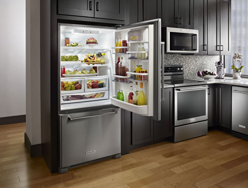 Réfrigérateur avec congélateur au bas KitchenAid de 19 pi3 – KRBR109ESS