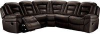  Sofa sectionnel inclinable Leo 5 pièces en tissu Leath-Aire - noyer 