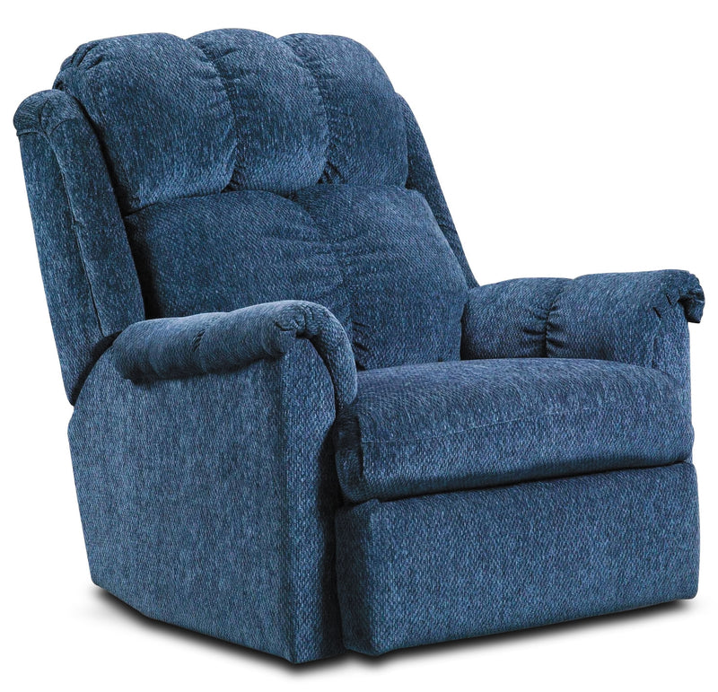 Navy Chenille Power Recliner - Contemporary style Chair in Navy