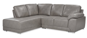 Sofa sectionnel de gauche Rocklin 2 pièces en tissu d'apparence cuir - gris