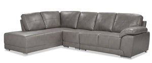 Sofa sectionnel de gauche Rocklin 3 pièces en tissu d'apparence cuir - gris