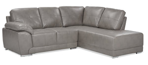 Sofa sectionnel de droite Rocklin 2 pièces en tissu d'apparence cuir - gris 
