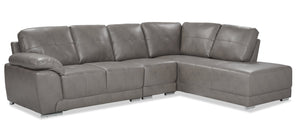 Sofa sectionnel de droite Rocklin 3 pièces en tissu d'apparence cuir - gris