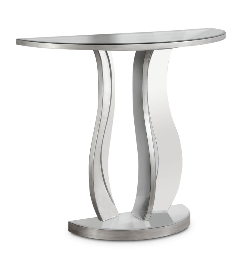 Laurel Sofa Table - Glam style Sofa Table in Silver Glass and Wood