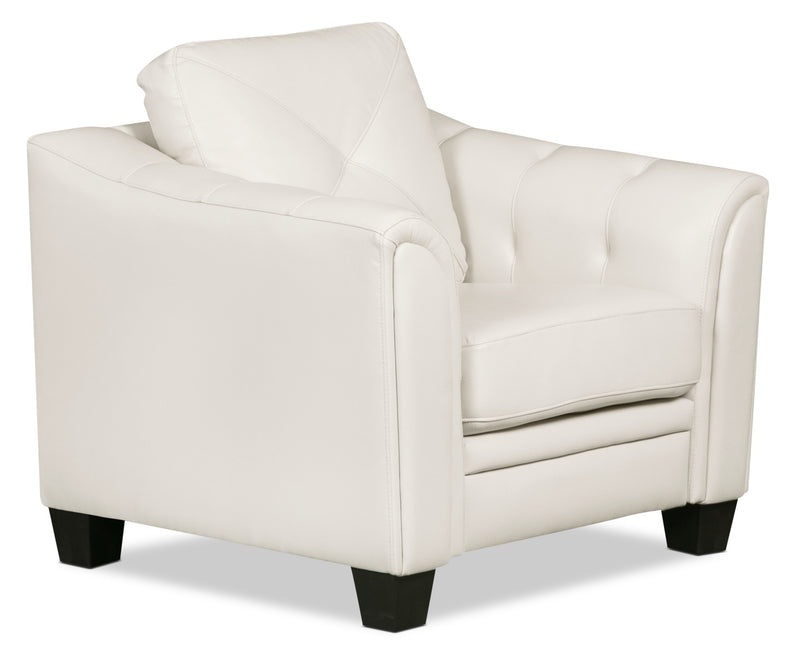 Andi Leather-Look Fabric Chair – Beige - Glam style Chair in Beige