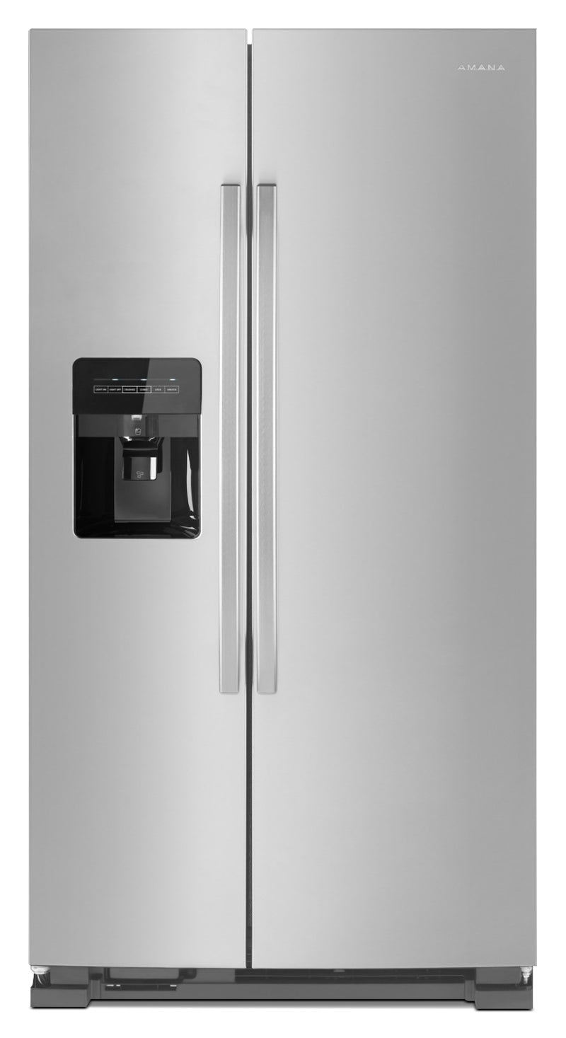 Amana 21 Cu. Ft. Side-By-Side Refrigerator with Dual Pad External Ice and Water Dispenser – ASI2175G - Refrigerator with Exterior Water/Ice Dispenser in Stainless Steel