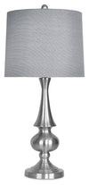 Lampe de table en nickel brossé avec abat-jour gris métallique