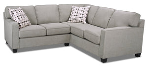 Sofa sectionnel Sawyer 2 pièces en tissu d'apparence lin - gris clair