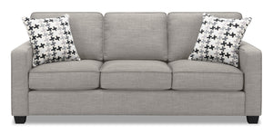 Sofa Sawyer en tissu d'apparence lin - gris clair