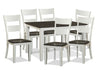 Ensemble de salle à manger Ella 7 pièces avec table, rallonge de 48 po à 66 po (L) et 6 chaises - deux teintes, blanc et brun