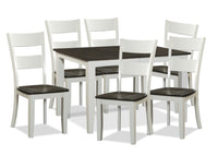  Ensemble de salle à manger Ella 7 pièces avec table, rallonge de 48 po à 66 po (L) et 6 chaises - deux teintes, blanc et brun