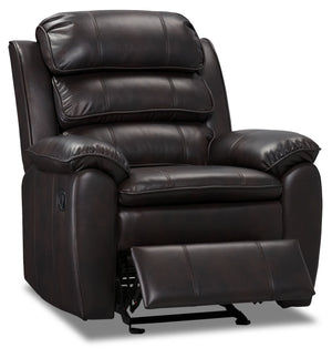 Fauteuil coulissant inclinable Adam en tissu d'apparence cuir - brun