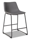 Tabouret Cole de hauteur comptoir en tissu de cuir végétalien et en métal - gris