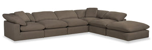 Sofa sectionnel modulaire Eclipse 6 pièces en tissu d'apparence lin - ardoise