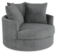  Fauteuil d’appoint Cuddler Grande de 48 po fabriqué au Canada en tissu de chenille gris Teddy Nightfall