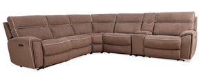 Sofa sectionnel à inclinaison électrique en forme de L Newport 6 pièces en suédine - taupe