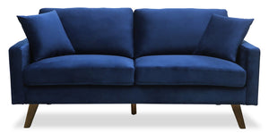 Sofa Joelle en velours - bleu