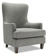 Fauteuil d’appoint à oreilles Sofa Lab personnalisable de 32 po fabriqué au Canada en tissu de velours gris Platinum