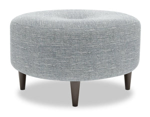 Pouf personnalisable The Curve de Sofa Lab de 31 po fabriqué au Canada en tissu d’apparence lin - gris Luna Pewter