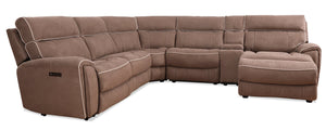 Sofa sectionnel de droite à inclinaison électrique Newport 6 pièces en suédine - taupe