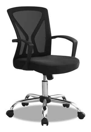Chaise de bureau Dominic - noire et chromée