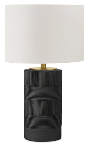Lampe de table de 24 po en résine avec abat-jour ivoire - noire