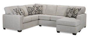 Sofa sectionnel de droite Verona 2 pièces en tissu d'apparence lin brossé - beige