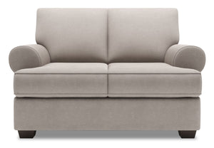 Causeuse personnalisable Roll de Sofa Lab de 64 po fabriquée au Canada en tissu d’apparence lin avec accoudoirs enroulés - gris Pax Slate