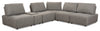 Sofa sectionnel modulaire Modera 6 pièces en tissu d'apparence lin avec 1 console -gris