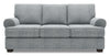 Sofa-lit personnalisable Roll de Sofa Lab de 86 po fabriqué au Canada en tissu d’apparence lin gris Luna Pewter avec accoudoirs enroulés