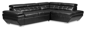 Sofa sectionnel de droite Element avec tissu Leath-Aire - noir
