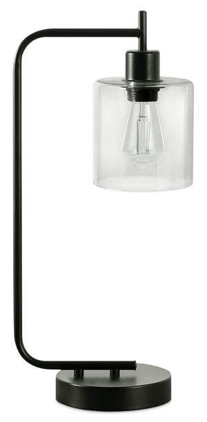 Lampe de table de 20 po en métal avec port USB - noire