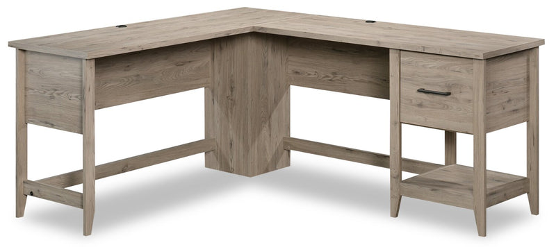 Erick L-Shaped Desk - Laurel Oak  - Traditional style Desk in Laurel Oak Engineered Wood
